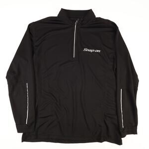 Snap-On Tools Mens XL 1/4 Zip Pullover Long Sleeve Shirt Black 100% Polyester